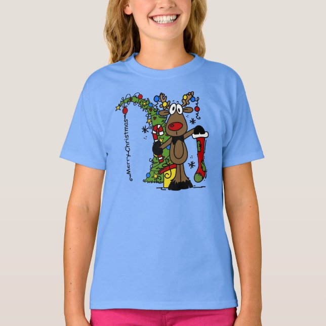 Camiseta Merry Christmas Reindeer (Frente)