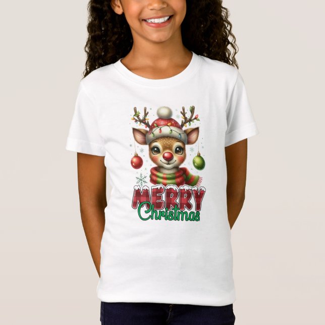 Camiseta Merry Christmas Reindeer (Frente)