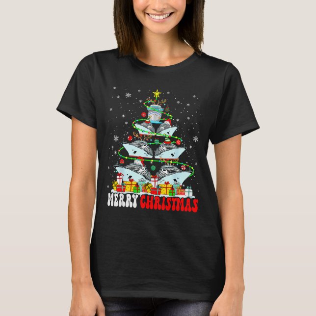 Camiseta Merry Christmas Reindeer Elf Santa Cruise Ships Xm (Frente)
