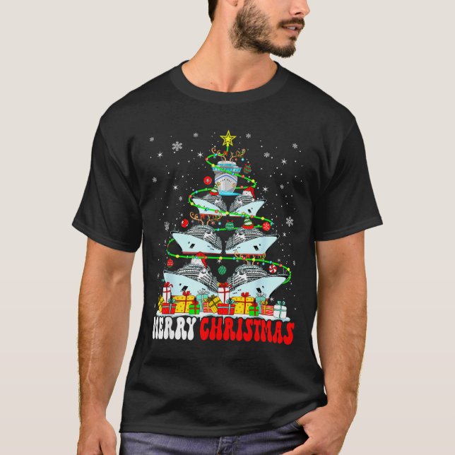 Camiseta Merry Christmas Reindeer Elf Santa Cruise Ships Xm (Frente)
