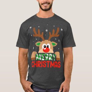Camiseta Merry Christmas Reindeer Leopard Buffalo Red Xadre