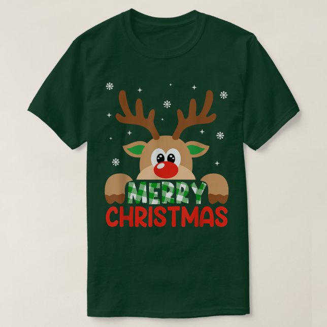 Camiseta Merry Christmas Reindeer Leopard Buffalo Red Xadre (Frente do Design)