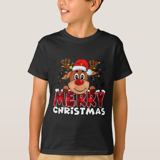 Camiseta Merry Christmas Reindeer Men Women Family Matching (Frente)