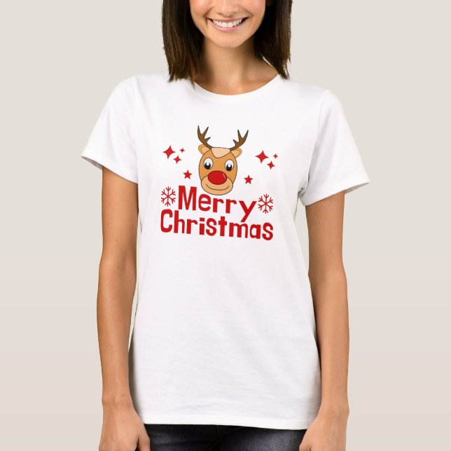 Camiseta Merry Christmas Reindeer T-Shirt (Frente)