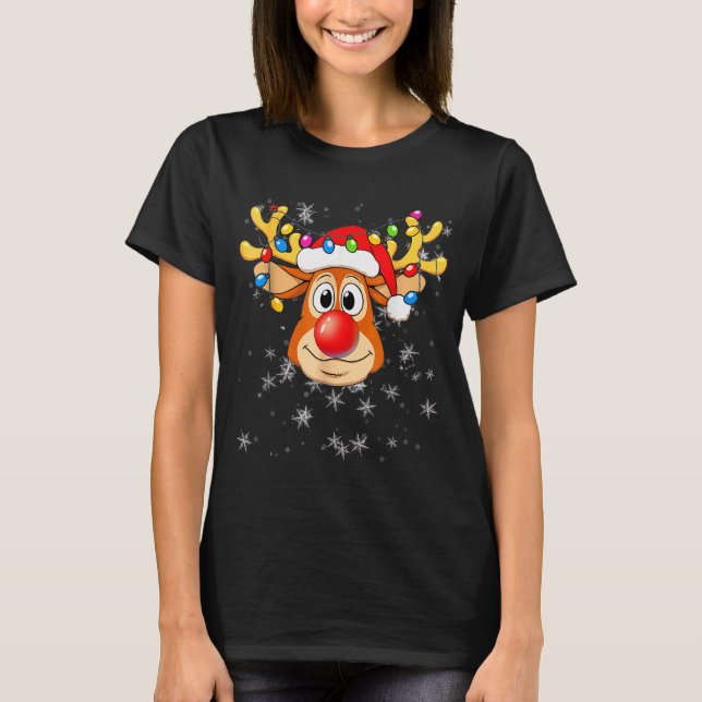 Camiseta Merry Christmas Reindeer Xmas Santa Claus Men Wome (Frente)
