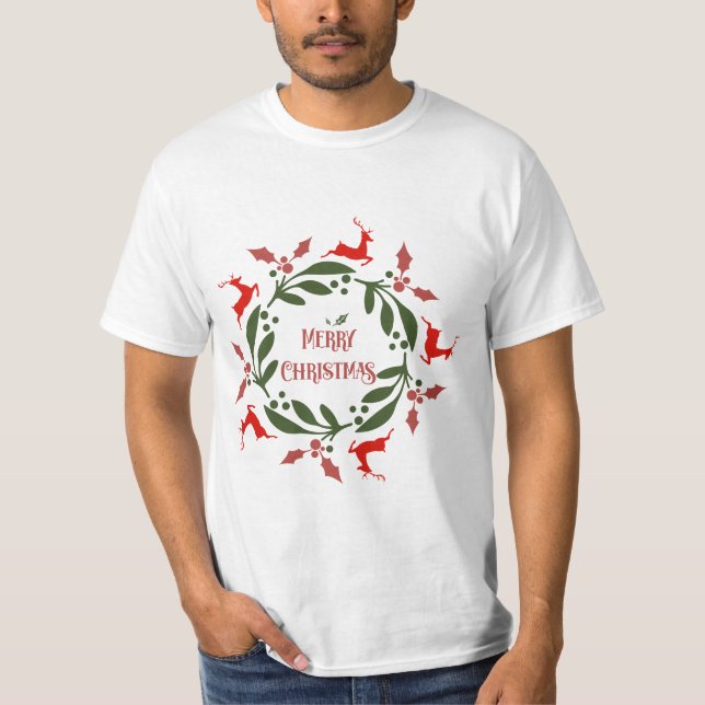 Camiseta Merry Christmas rendeer Value T-Shirt (Frente)