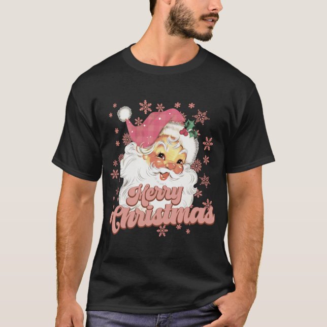 Camiseta Merry Christmas Retro Tygraphy Santa Nk Hat T Shir (Frente)