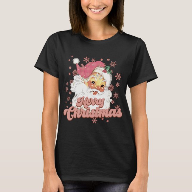 Camiseta Merry Christmas Retro Tygraphy Santa Nk Hat T Shir (Frente)