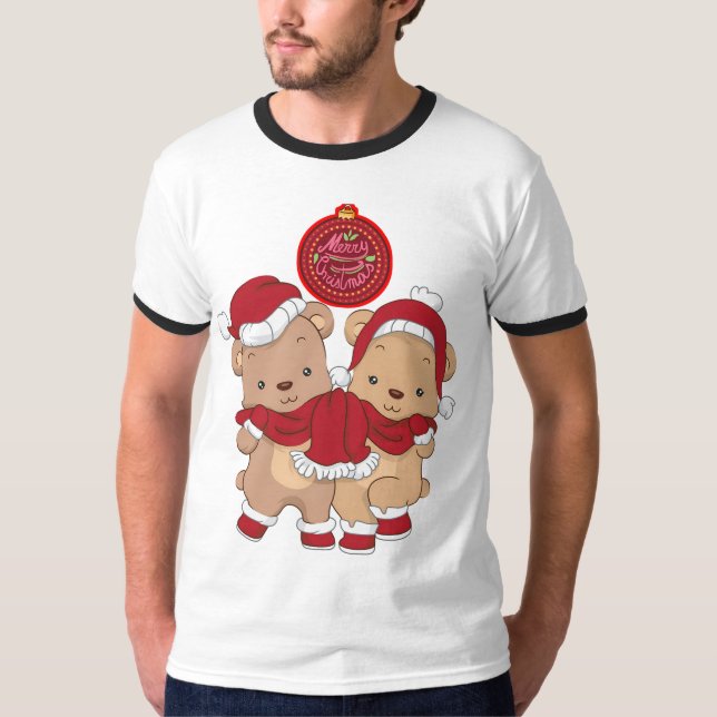 Camiseta Merry Christmas Ringer T-Shirt (Frente)