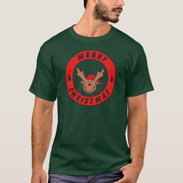 Camiseta Merry Christmas Rudolf rena com baum (Frente)