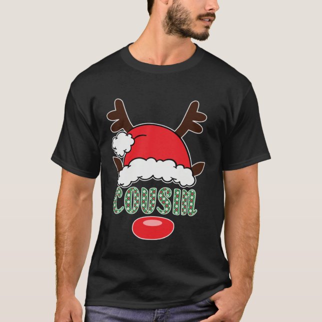 Camiseta Merry Christmas Santa Cousin Antlers (Frente)