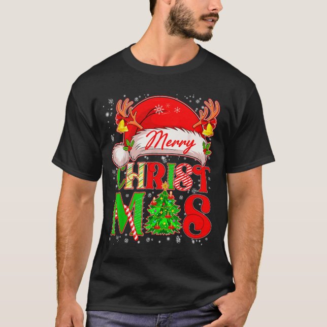 Camiseta Merry Christmas Santa Hat Family Matching Pajamas  (Frente)