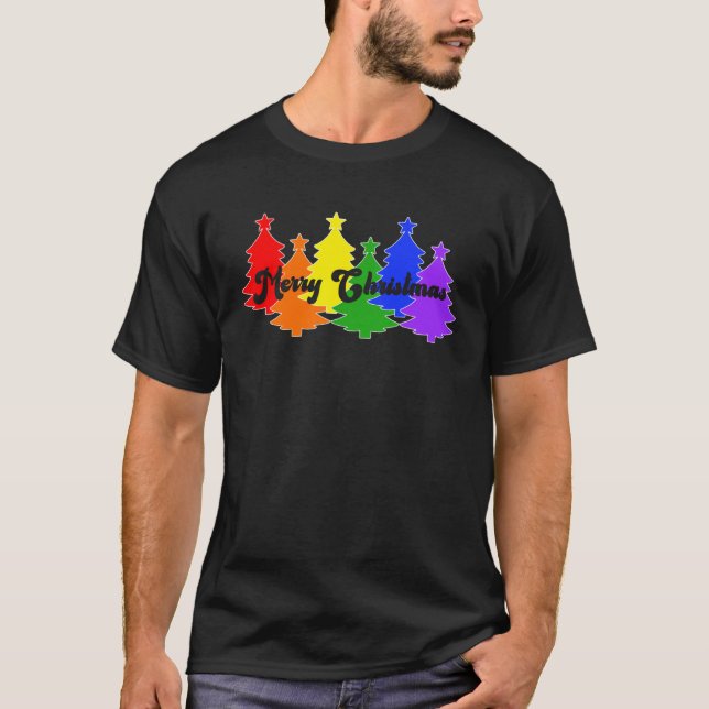 Camiseta Merry Christmas Santa Human LGBT Gay Pride Flag Xm (Frente)