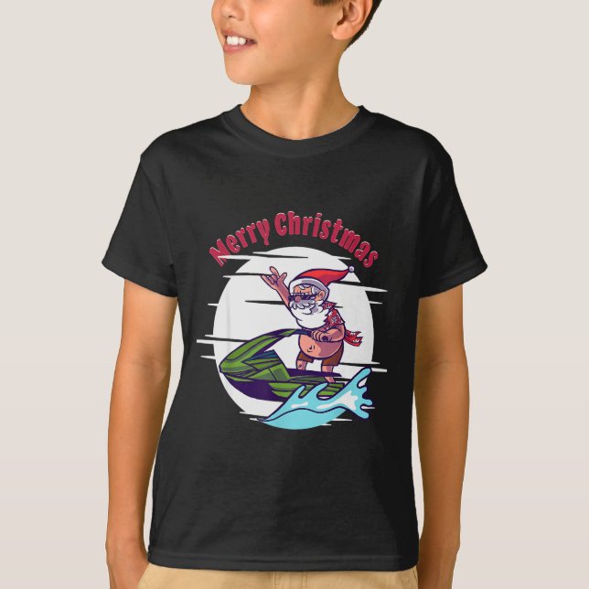 Camiseta Merry Christmas Santa Jet Ski Watersrts  (Frente)