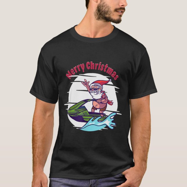 Camiseta Merry Christmas Santa Jet Ski Watersrts  (Frente)