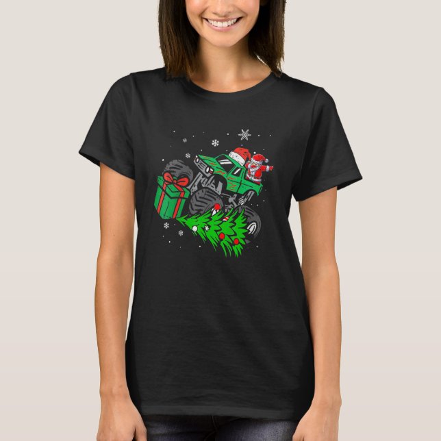 Camiseta Merry Christmas Santa Monster Truck Xmas PJ Toddle (Frente)