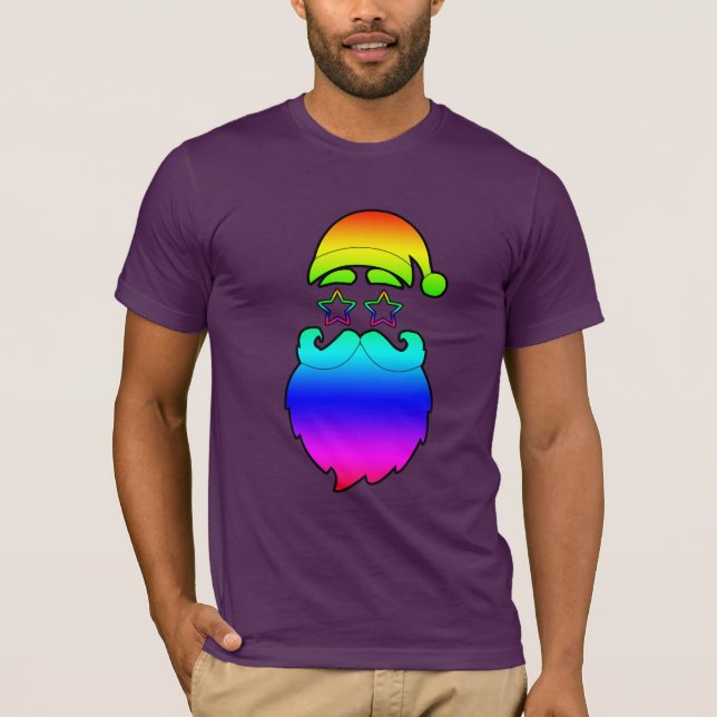 Camiseta Merry Christmas Santa Rainbow (Frente)