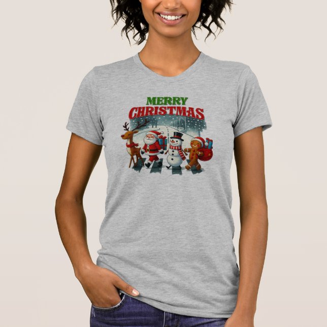 Camiseta Merry Christmas Santa, Snowman, Gingers Xmas (Frente)