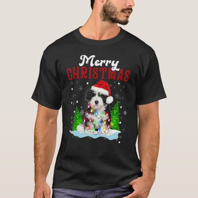 Camiseta Merry Christmas Shih Tzu Tree Lights Shih Tzu Chri (Frente)