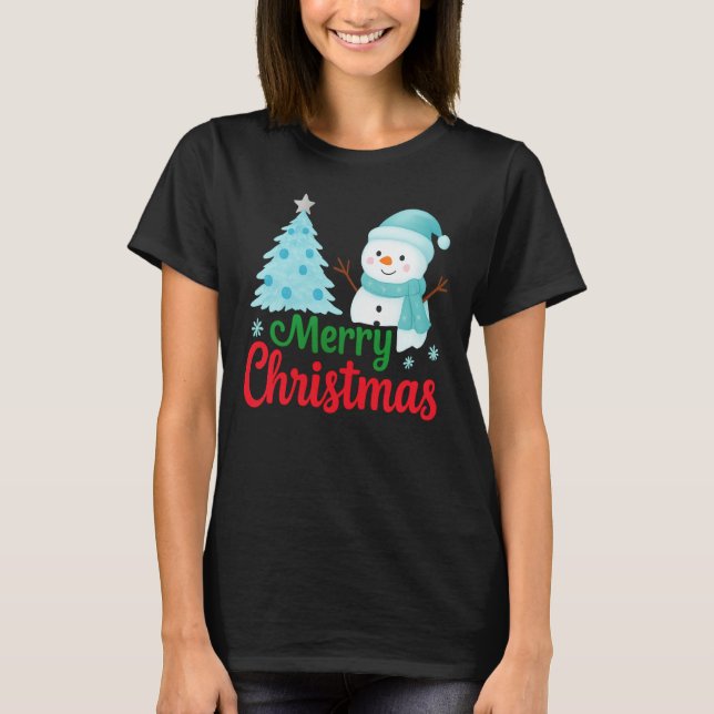 Camiseta Merry Christmas Snowman (Frente)