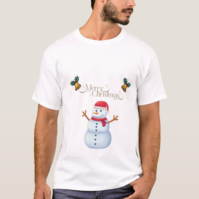 Camiseta Merry Christmas Snowman Holiday T-Shirt (Frente)