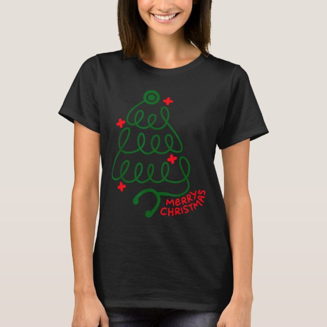 Camiseta Merry Christmas Stethoscope Nurse Cna Xmas Holiday (Frente)