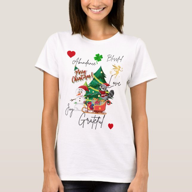 Camiseta Merry Christmas T-shirt | Joy, Love & Abundance  (Frente)