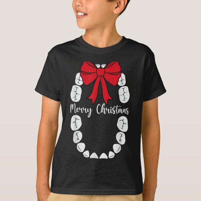 Camiseta Merry Christmas Teeth Wreath Dental Christmas Shir (Frente)