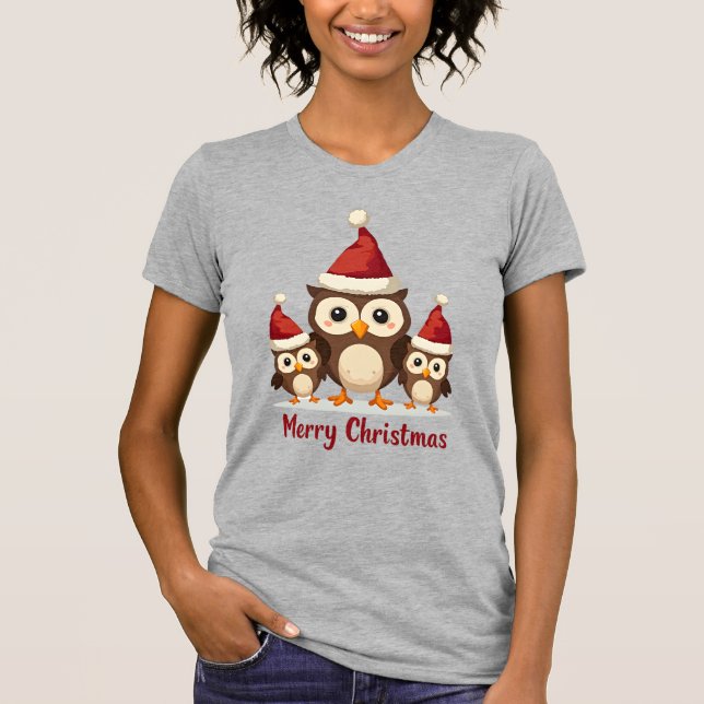 Camiseta Merry Christmas Three Owls (Frente)