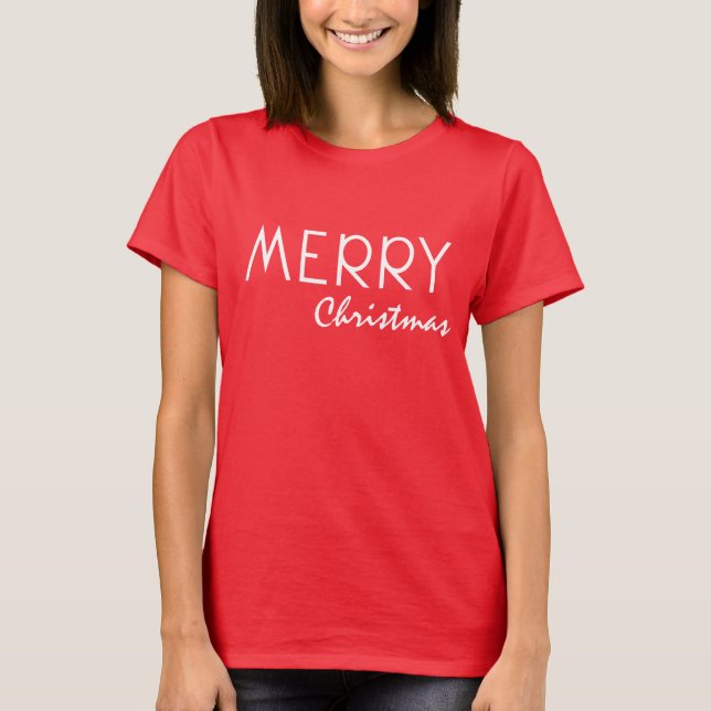 CAMISETA MERRY CHRISTMAS TIPOGRAFIA BRANCA (Frente)