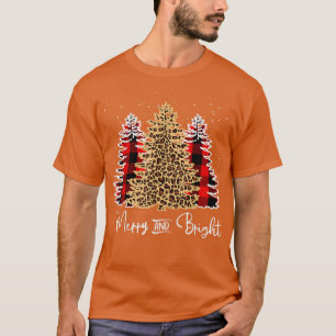 Camiseta Merry Christmas Tree Buffalo Plaid Leopard