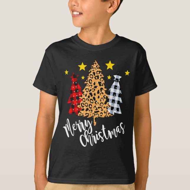 Camiseta Merry Christmas Tree Buffalo Plaid Red Green Xmas  (Frente)