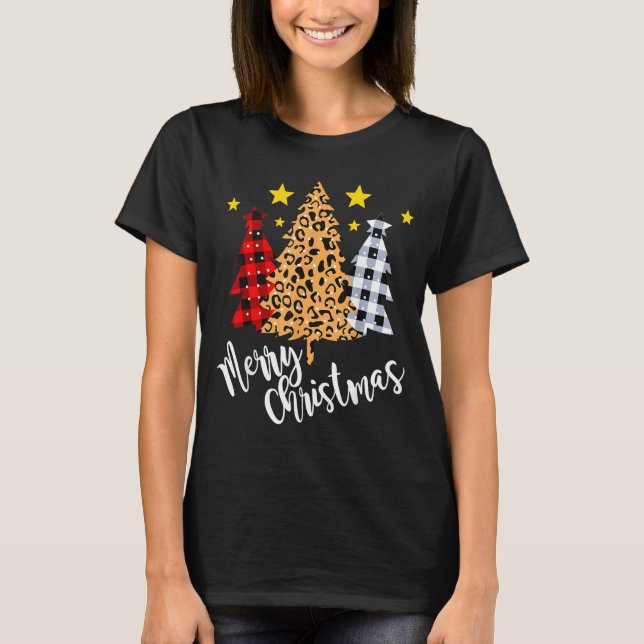 Camiseta Merry Christmas Tree Buffalo Plaid Red Green Xmas  (Frente)