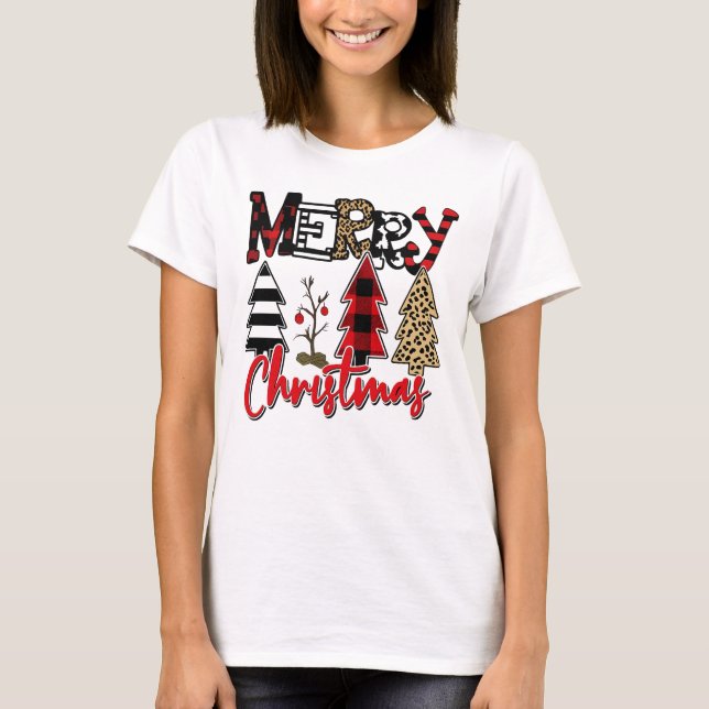 Camiseta Merry Christmas Tree Patchwork (Frente)