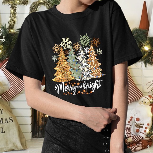 Camiseta Merry Christmas Tree T-Shirt, Feliz e Brigh (Criador carregado)