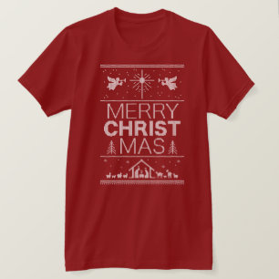 Camiseta Merry CHRISTmas Ugly Sweater Cristão Religioso