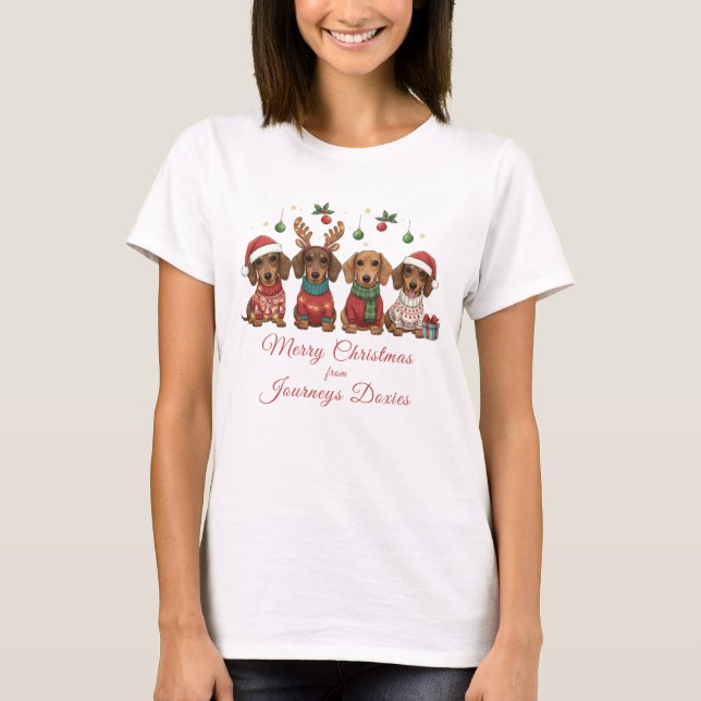 Camiseta Merry Christmas Weiner Dachshund Holiday (Frente)