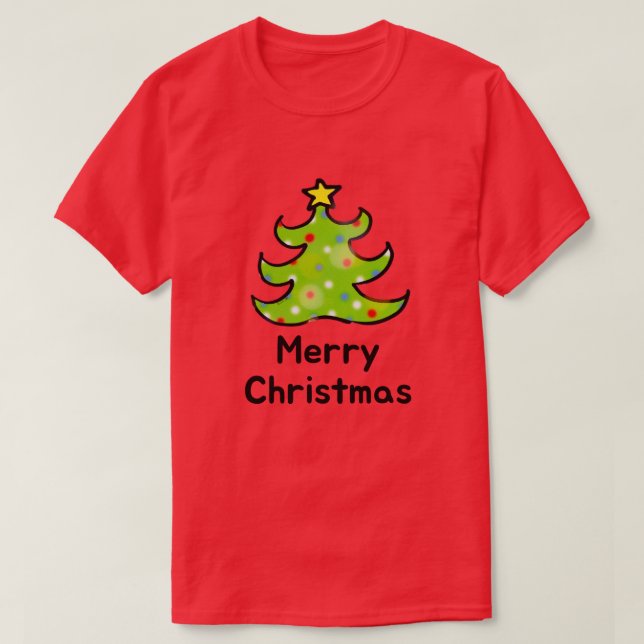 Camiseta Merry Christmas Whimsical Tree Design (Frente do Design)
