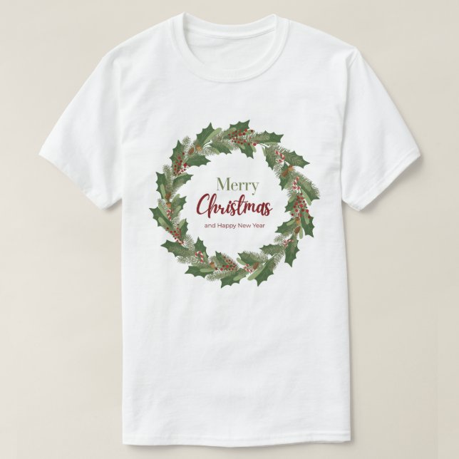 Camiseta Merry Christmas Wreath T-Shirt (Frente do Design)