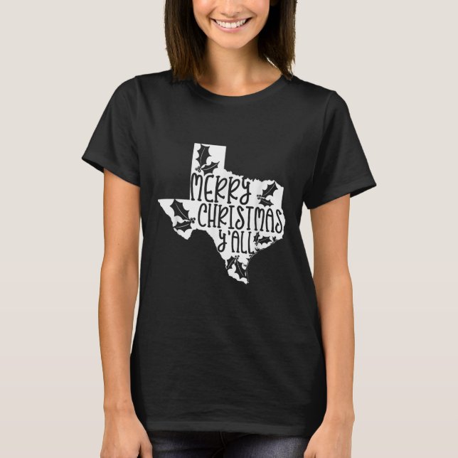 Camiseta Merry Christmas Yall Texas Mistletoe White Graphic (Frente)