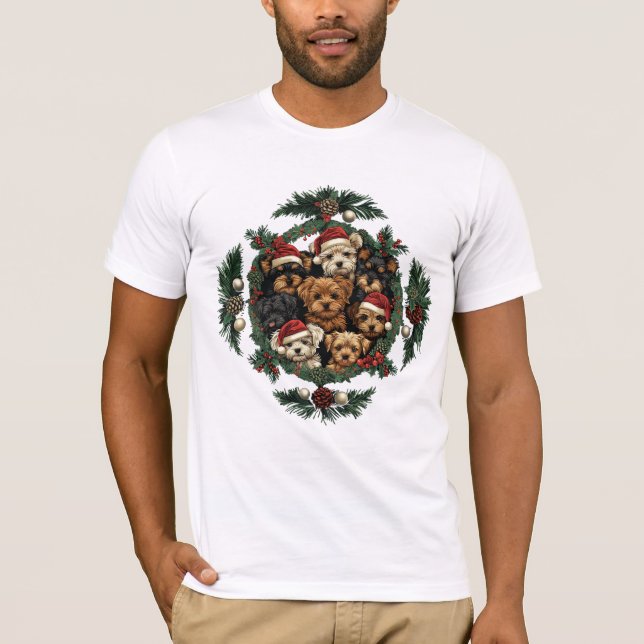 Camiseta Merry Christmas Yorkshire Terrier Dogs (Frente)