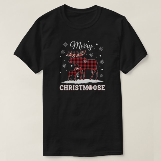 Camiseta Merry Christmoose, Funny Rustic Christmas (Frente do Design)