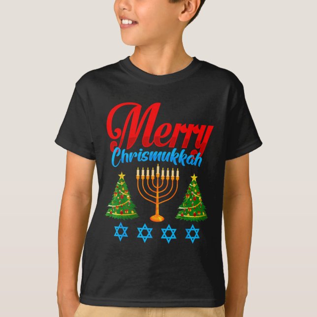 Camiseta Merry Christmukkah Jewish Xmas Christmas Hanukkah  (Frente)
