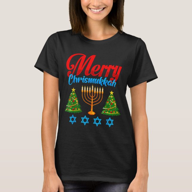 Camiseta Merry Christmukkah Jewish Xmas Christmas Hanukkah  (Frente)