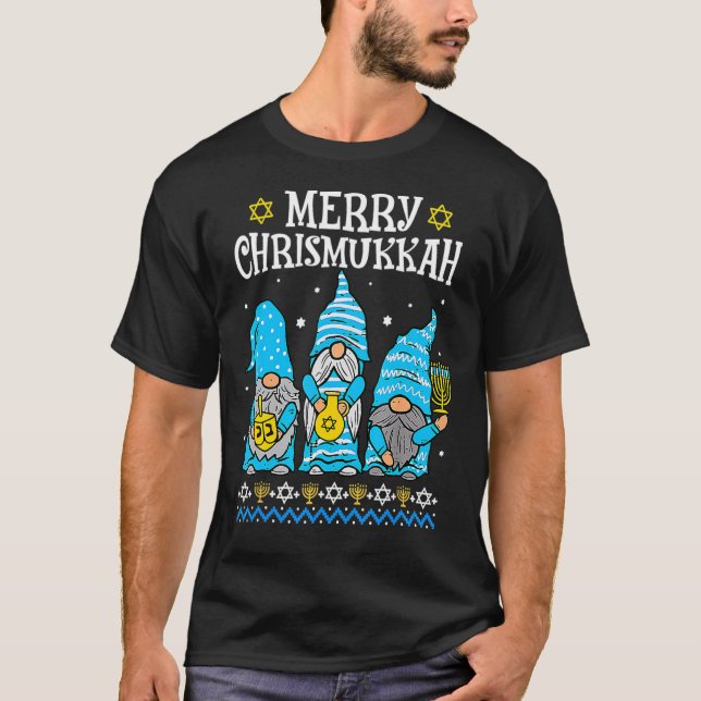 Camiseta Merry Christmukkah With Gnome Christmas Hanukkah G (Frente)