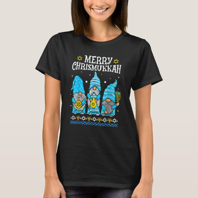 Camiseta Merry Christmukkah With Gnome Christmas Hanukkah G (Frente)