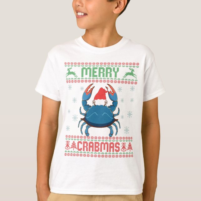 Camiseta Merry Crabmas Funny Crab Ugly Christmas Sweater (Frente)