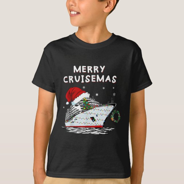 Camiseta Merry Cruisemas Cruise Ship Santa Hat Christmas Ho (Frente)