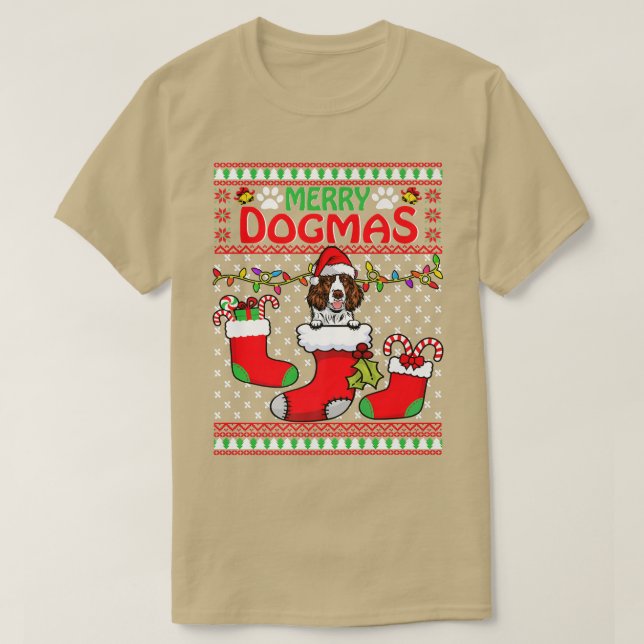 Camiseta Merry Dogmas English Springer Spaniel Dog Christma (Frente do Design)
