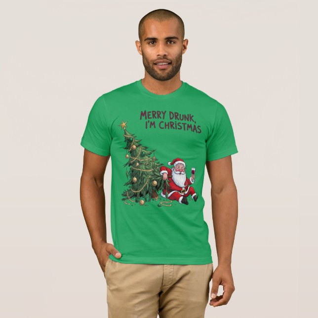 Camiseta Merry Drunk, I'm Christmas Santa (Frente Completa)